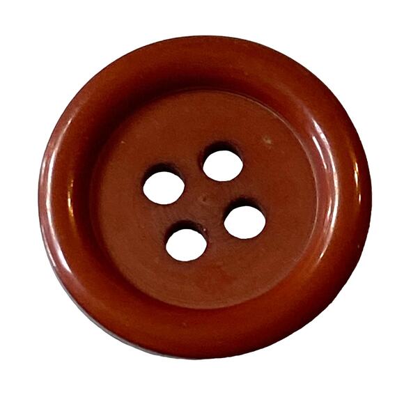 Four Center Hole Buttons Brown Round Plastic Raised Lip Lot of 8 Coat Vest Shirt - Picture 1 of 10